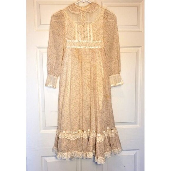 Gunne Sax Other - SOLD 1970s VTG GUNNE SAX Prairie Dress Floral Cottage Lace Home 7 French Country